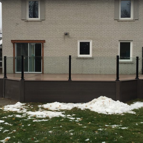 Composite deck with glass railings Toronto Custom deck design