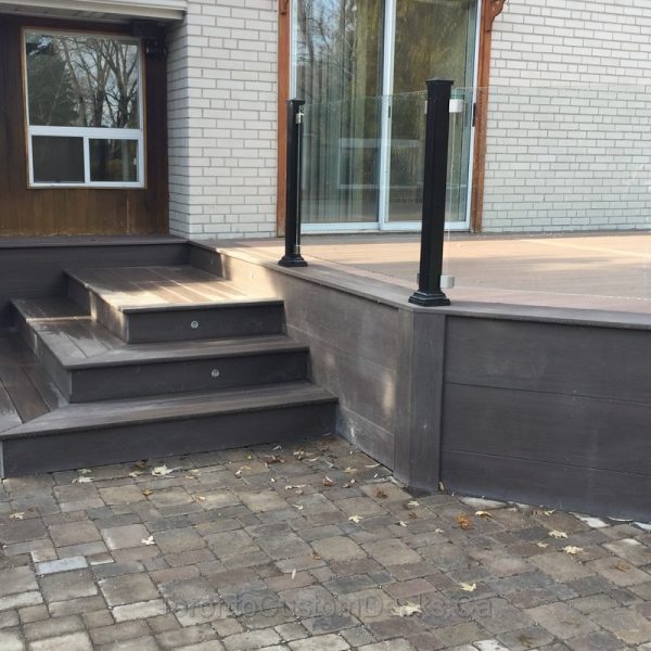 Composite deck with glass railings Toronto Custom deck design